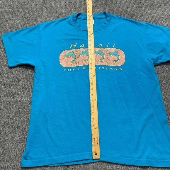 Hawaii The Big Island Dolphin T-Shirt Mens Size XL Blue Pre Shrunk Short Sleeve - Picture 3 of 8